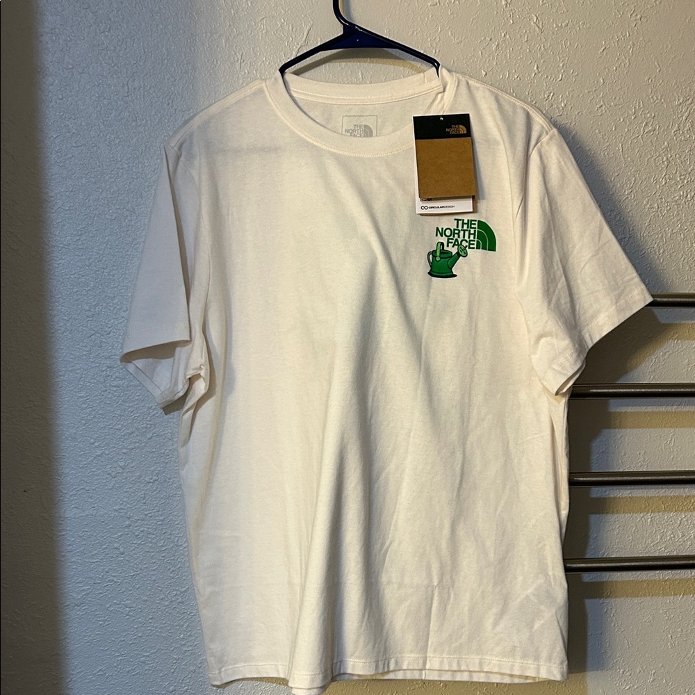 The North Face White Tee with Green Logo
